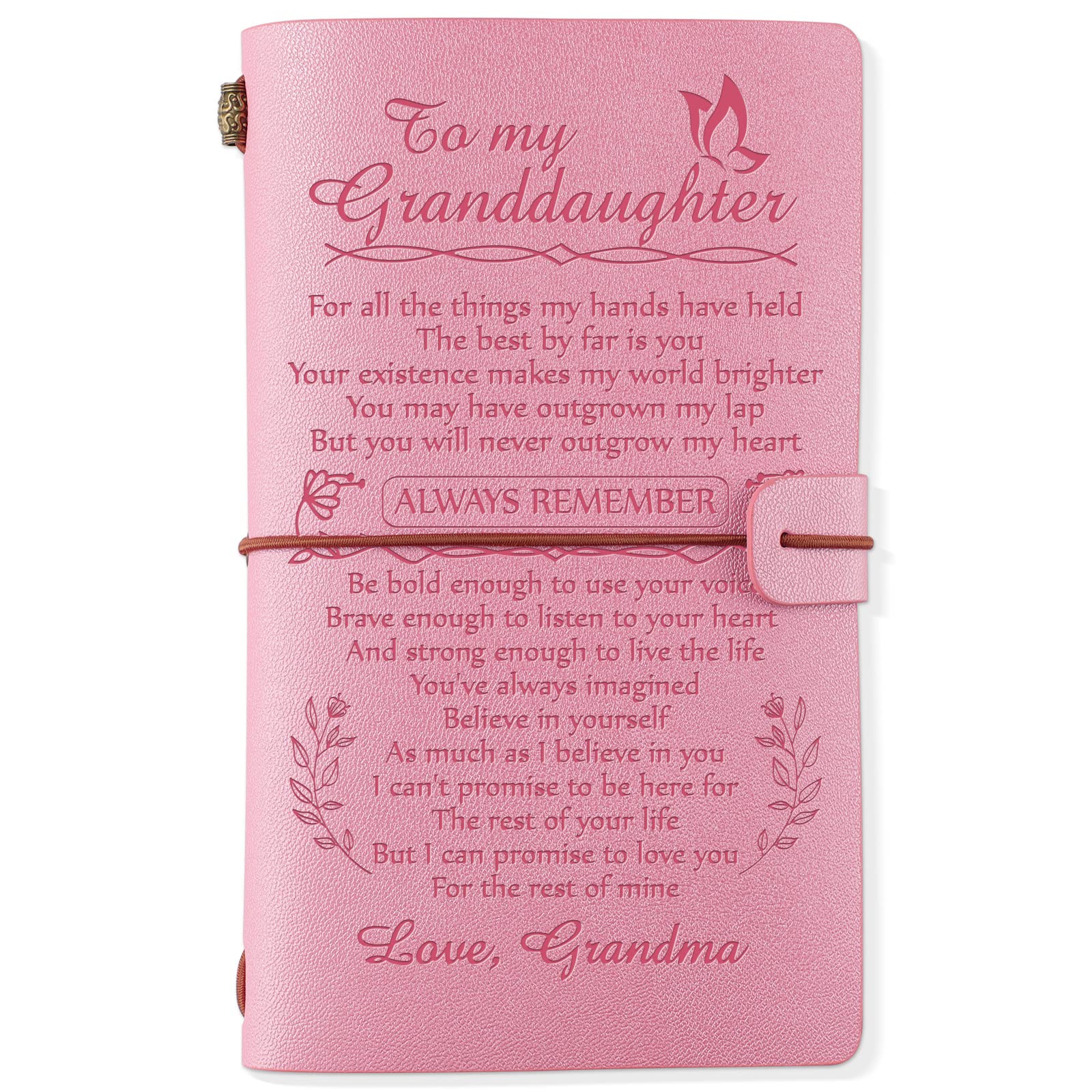 PRSTENLY Granddaughter Gifts from Grandma, Granddaughter Gifts Leather Journal 140 Page Refillable Journal, Christmas Graduation Birthday Gifts for Granddaughter from Grandma