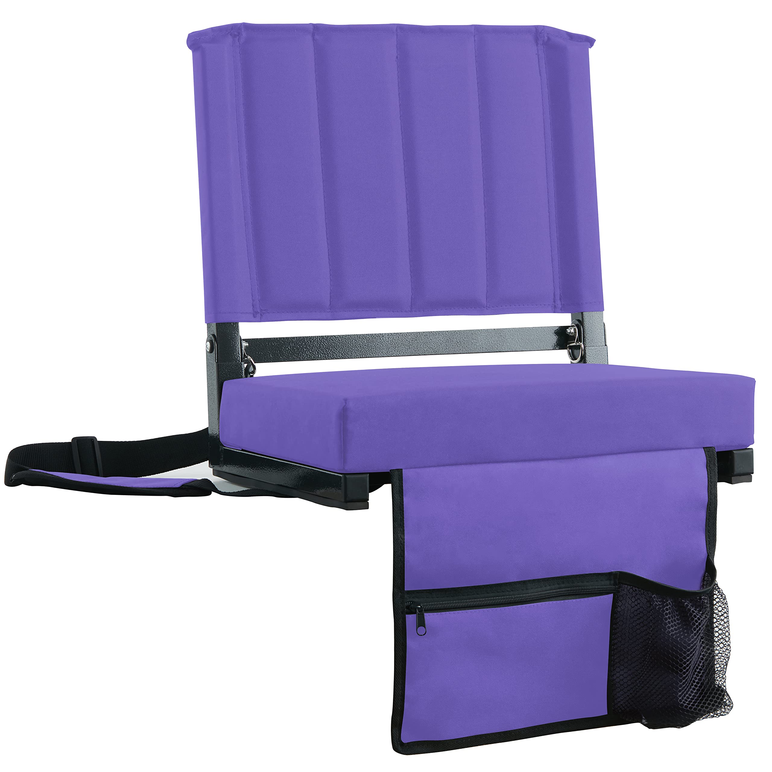 SPORT BEATS Stadium Seat for Bleachers with Back Support and Wide Padded Cushion Stadium Chair - Includes Shoulder Strap and Cup Holder