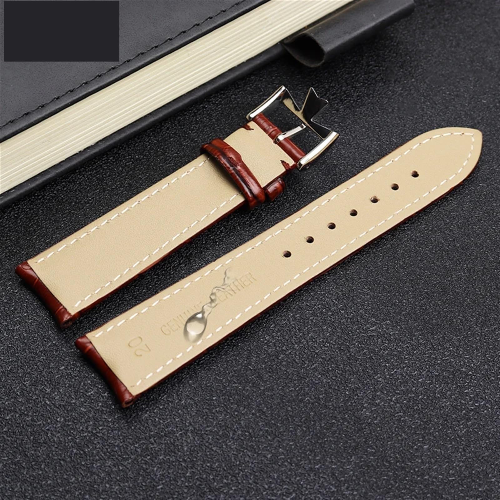 Bracelet en Cuir Authentique incurvé Braceuse de Vache Bleue Strap pour VC Watch Band 19 mm 20m 21 mm 22 mm