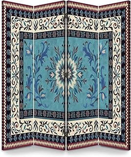 Wood Screen Room Divider Vintage Carpet Colored Carpet Ikat Ethnic Style...