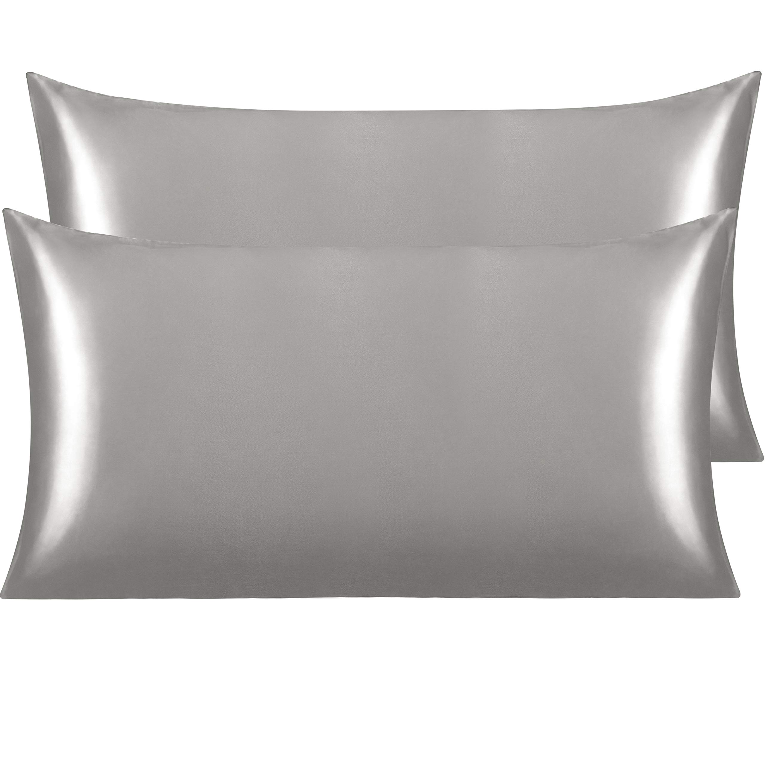 NTBAY 2 Pack Satin King Pillowcases for Hair and Skin, Luxurious and Silky Pillow Cases with Envelope Closure, 20x40 Inches, Grey — image 1