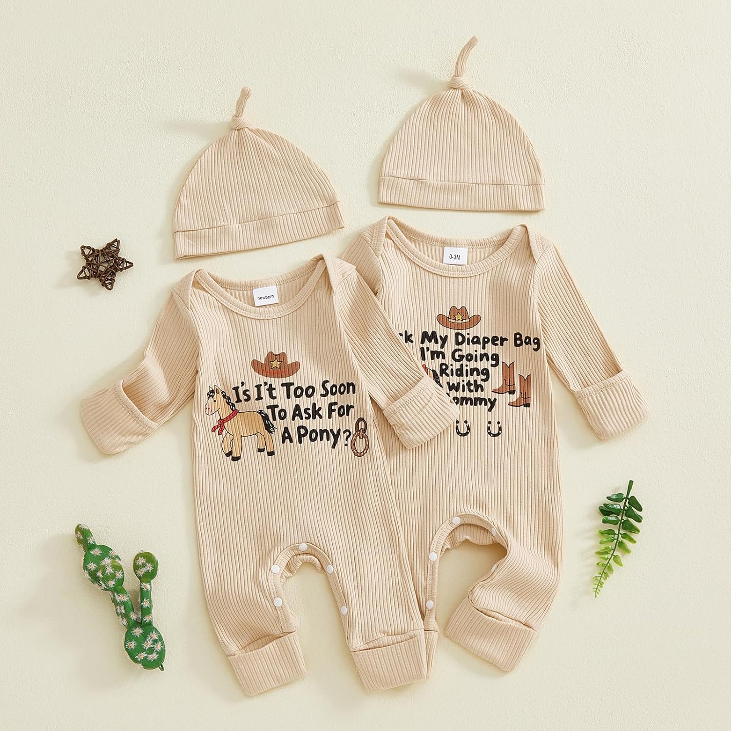 Western Baby Boy Fall Clothes Pony Jumpsuit Horse Riding Long Sleeve Romper Hat Cute Newborn Cowboy Going Home Outfit - Image 7