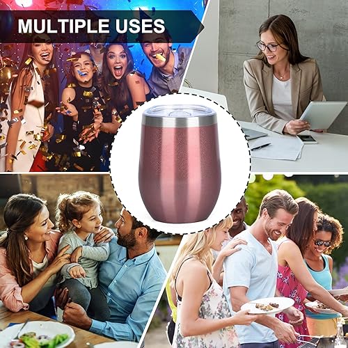 Miniatura 7 de MEZMUT Vaso de vino aislado de 12 onzas con tapa, doble pared al vacío, de acero inoxidable, taza de café, taza de café aislada para champán,