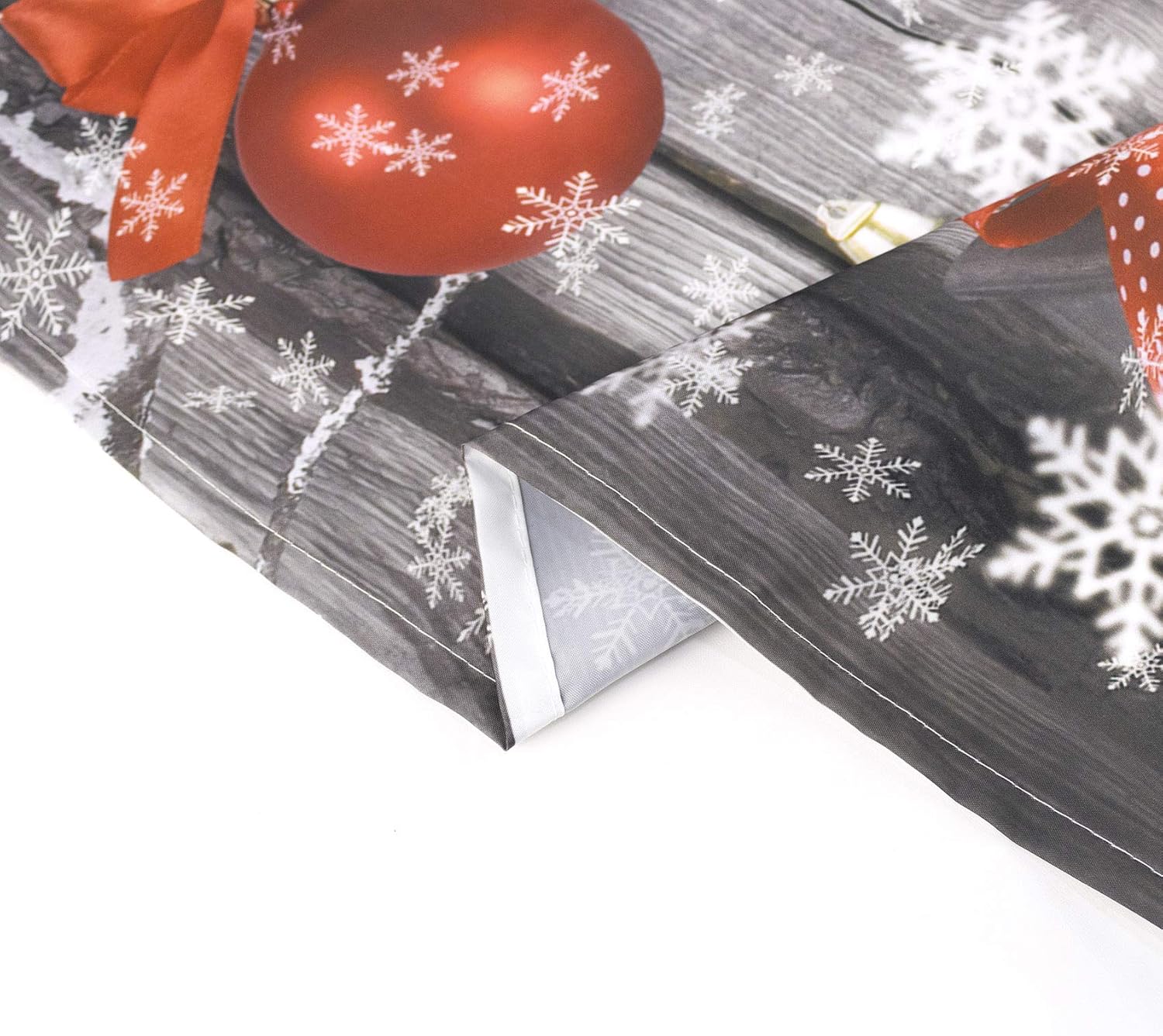 LB Merry Christmas Ornaments Shower Curtain Snowflakes Pattern Hang on Branch with Xmas Balls Decorations on Grey Snow Board Winter Holiday Shower Curtains 78x72 Inch Polyester Fabric with 12 Hooks