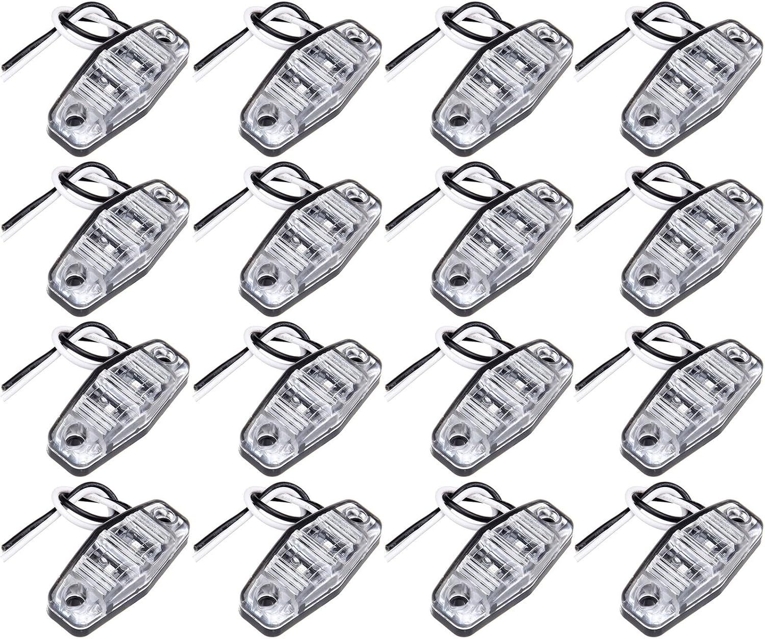 16x 2.5"LED Truck Trailer Light Oval Amber Side Fender Marker Lights Waterproof Sealed Surface Mounted Truck Boat Trailer Sealed Mini Trailer Clearance Identifiion Light