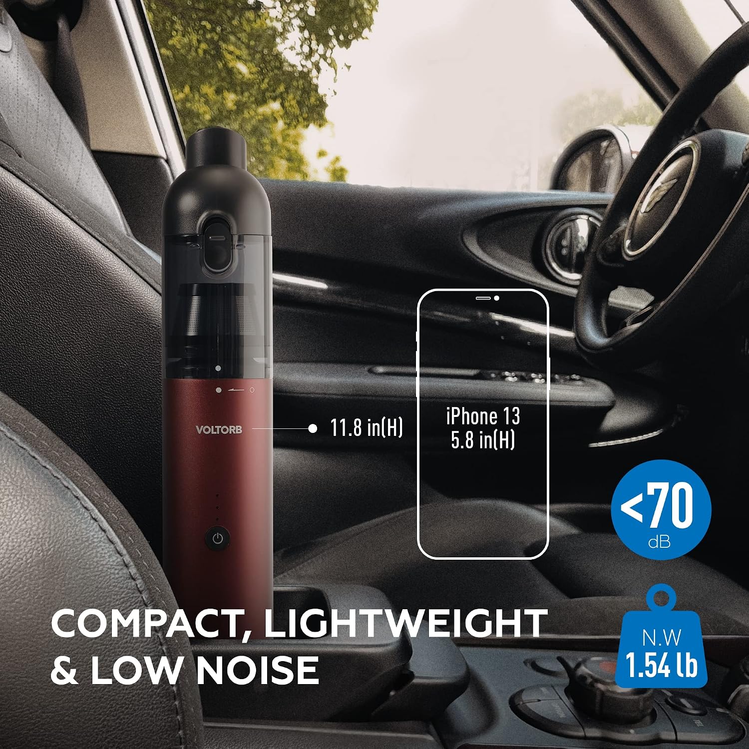 VOLTORB Cordless Handheld Vacuum, 15000PA High Power Mini Portable USB Rechargeable Handheld Cordless Cleaner, 2 Gears Suction, Red, for Home, Car