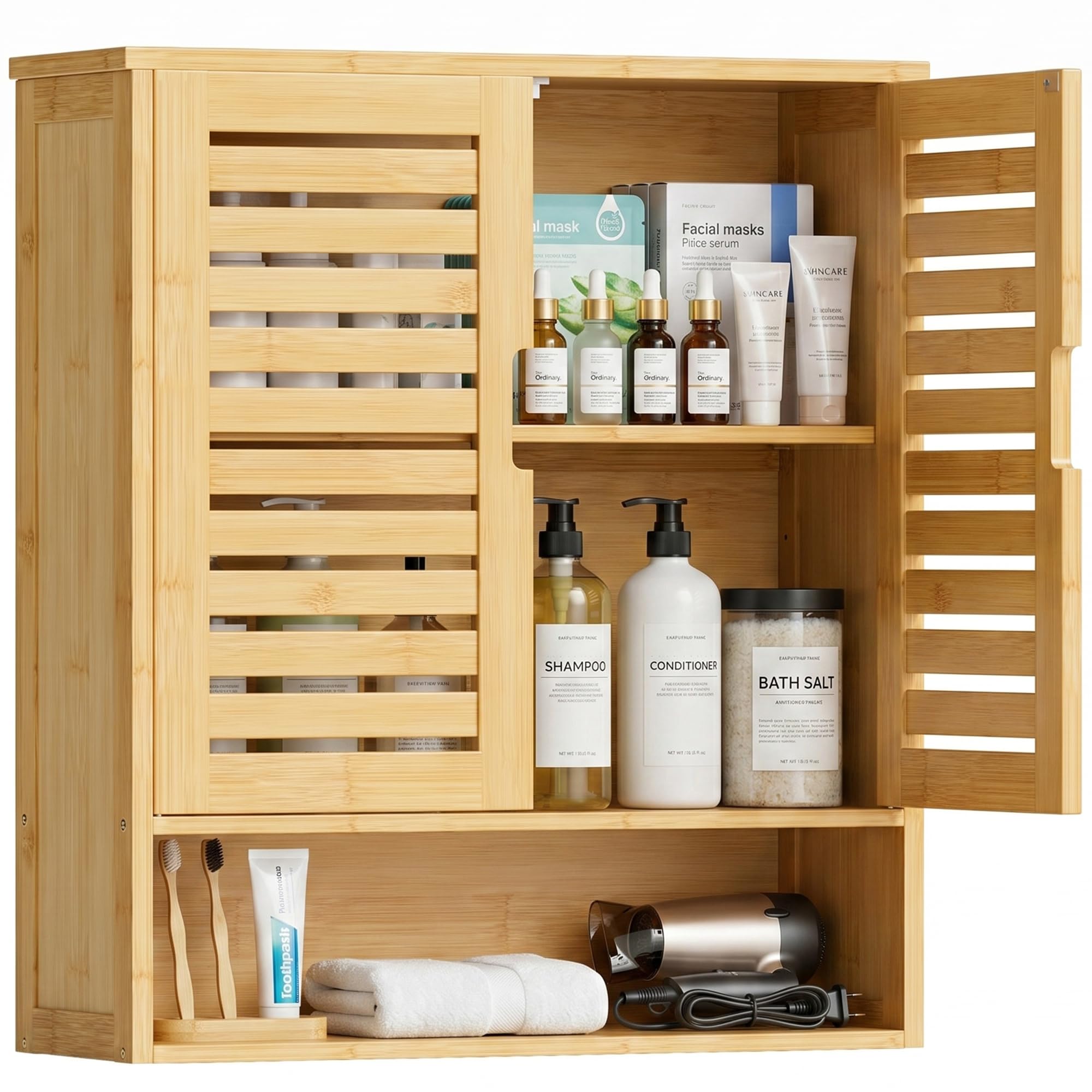 Gabinete de medicina SMIBUY para organizar cosméticos y toallas en el aseo familiar sobre pared