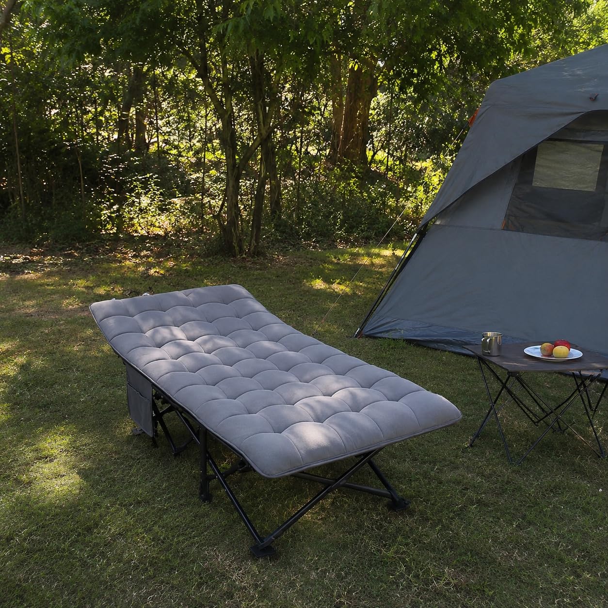 LPVS Lit de Camp Pliable 1 Personne - Pliant Robuste et Matelas avec 60% de Coton en Plus - Lit d’Appoint pour Camping, Bureau, Voyage - Charge 200 kg - Facile à Déplier
