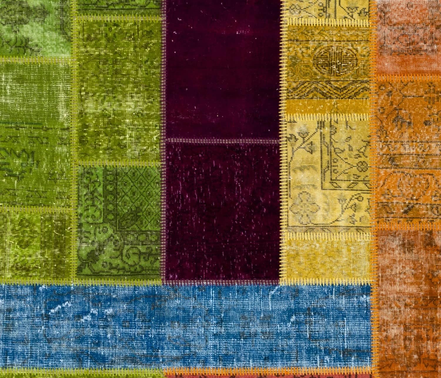 Modern Handmade Patchwork Rug, Wool and Cotton Turkish Carpet. Custom Colors & Sizes Available. D709