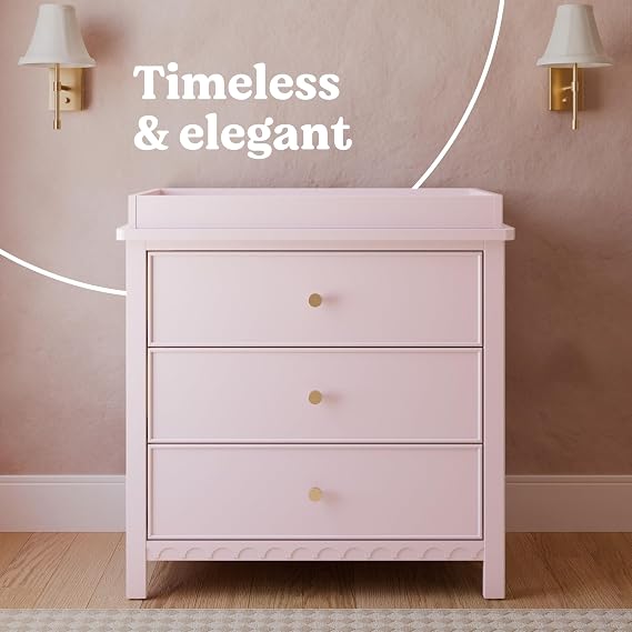 Graco Sasha 3-Drawer Chest with Changing Table Topper, Blush