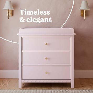 Graco Sasha 3-Drawer Chest with Changing Table Topper, Blush