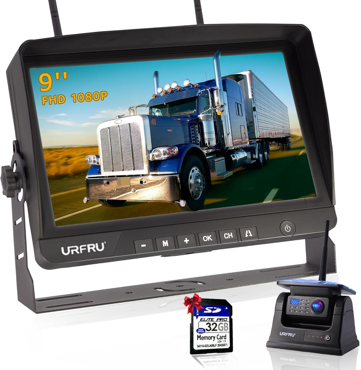 Wireless Backup Camera for Car Truck RV Pickup, Magnetic Install, Solar Power, 9-inch HD Big Screen, Waterproof IP 69, Infrared Night Vision, for All-Scenario Moniting - Stables, Trailers, etc