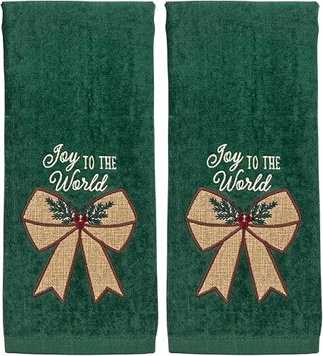 Miniatura 16 de Juego de 2 toallas de mano de baño de Navidad, color gris oscuro, 100% algodón, bordadas, diseño de copos de nieve, 16 x 25 pulgadas, toallas 24 Let