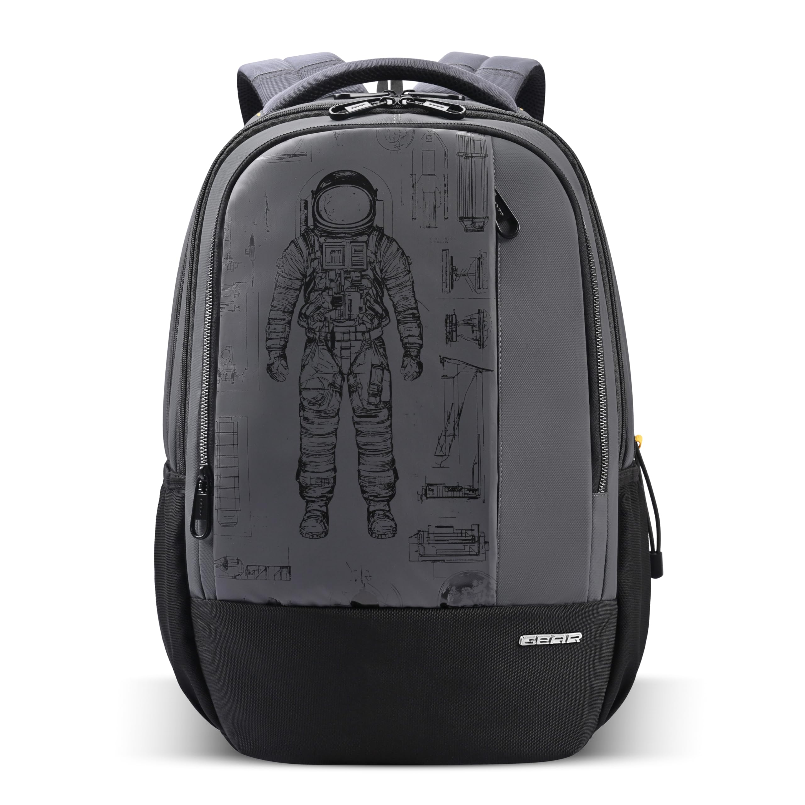 gear Anatomy Space 19"/38L Large Water Resistant School Bag | Casual Backpack | Daypack | Travel Backpack | Kids Bag for Boys/Girls (Grey - Black)-picture-45