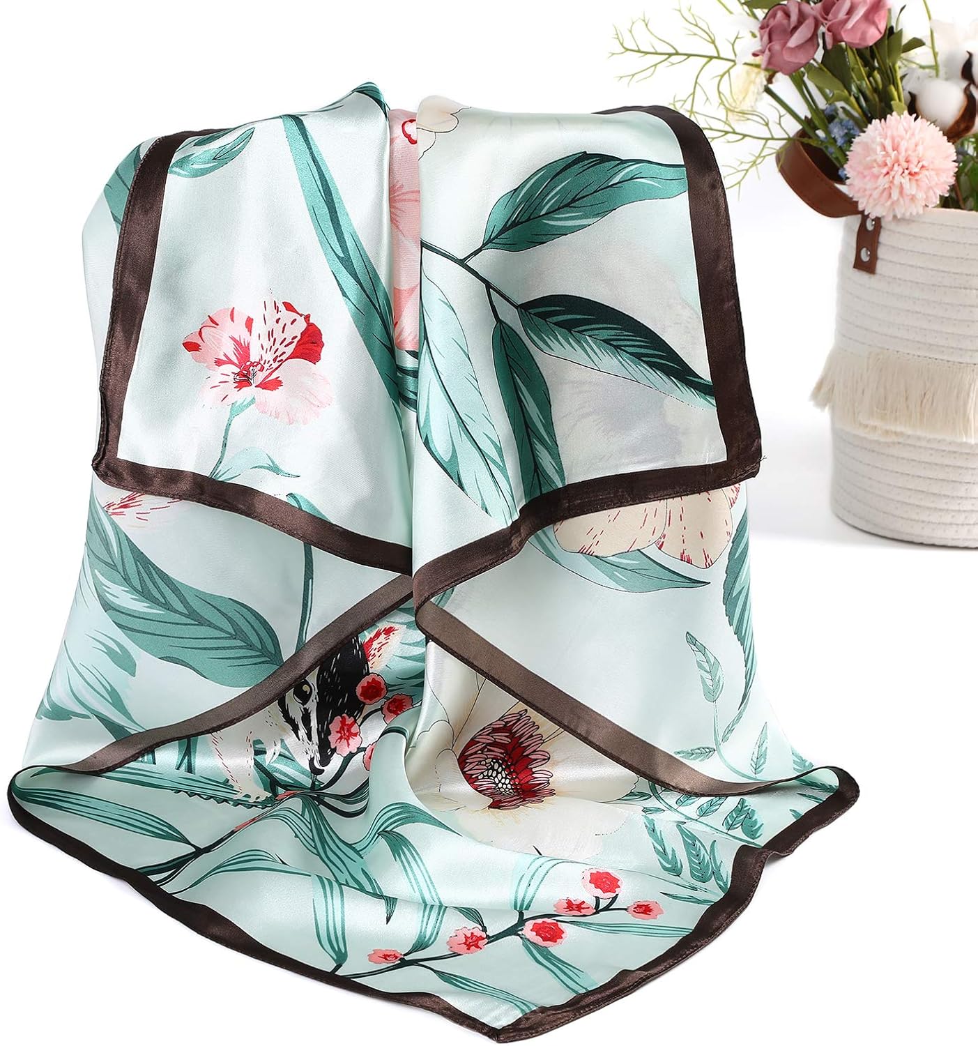 AWAYTR 35” Satin Large Square Head Scarves - 4PCS Silk Like Neck Scarf Hair Sleeping Wraps Satin Silk Scarfs for Women - Image 4