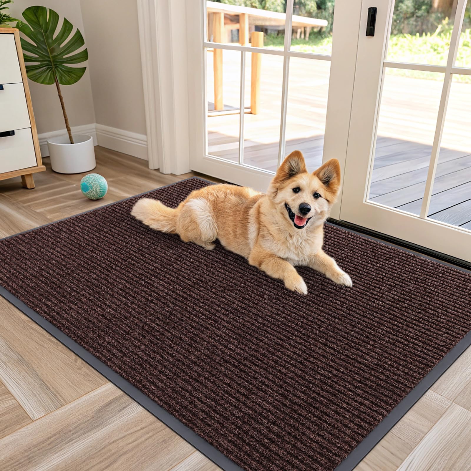 OLANLY Front Door Mat Indoor Outdoor Entrance, Waterproof Heavy Duty Doormat, Fade Resistant, Low Profile, Easy Clean Patio Porch Welcome Floor Mats for Entry, 29.5x17, Beige — view 186