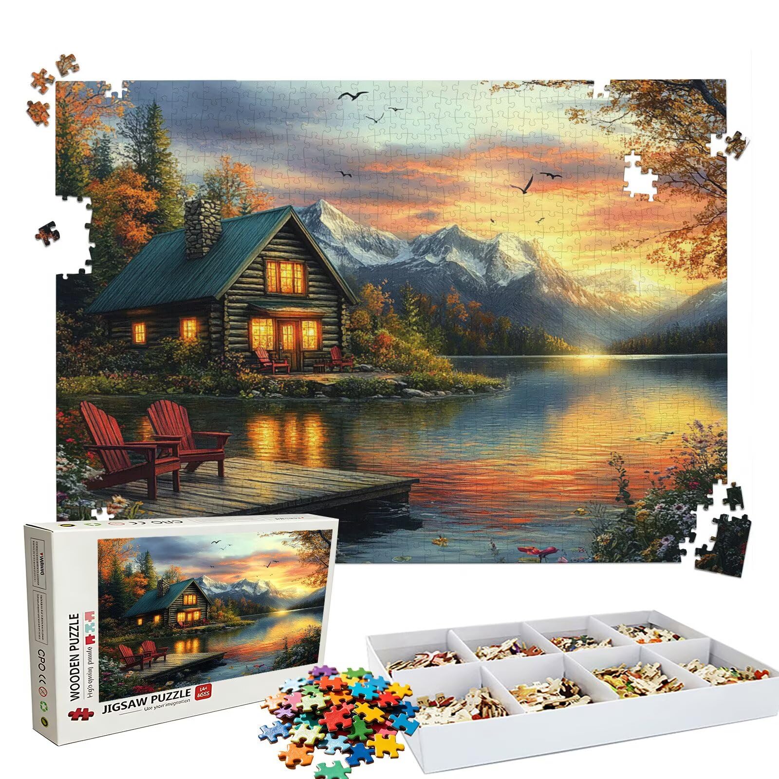 Puzzle lago Paesaggio(3), Puzzle Adulti 3000 pezzi, Puzzles Legno con Squisita Scatola di Imballaggio, Rompicapo per Esperti con Incastro Perfetto, Stampa Alta Definizione, Regalo per Adulti W3H-903