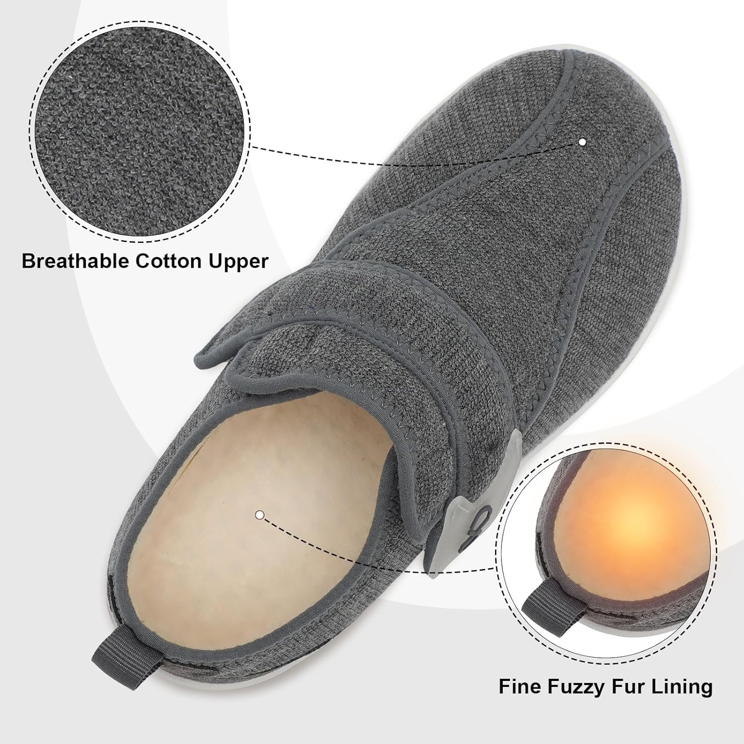 XIHALOOK Womens Slippers Wide Diabetic Shoes with Adjustable Strap for Diabetic Swollen Feet Outdoor Indoor Walking Shoes - Image 4