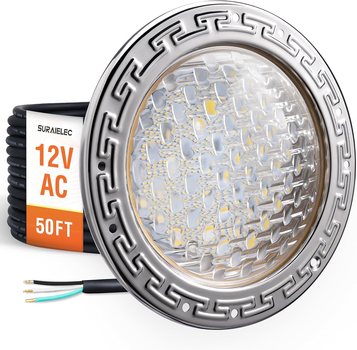 12V AC Pool Lights for Inground Pool, 10 Inch, 35W LED, 3000 LM | 6000K Cool White, Swimming Pool Light for Pentair Wet Niches, Underwater Pool Light Replacement, IP68 Waterproof, 50FT Cord