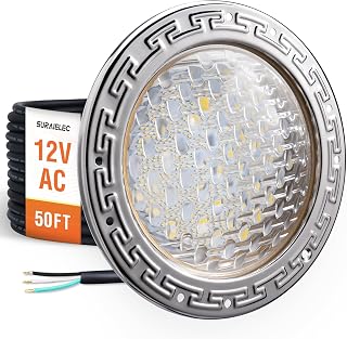 SURAIELEC 35W 12V LED Inground Pool Light, 3000LM 6000K Cool White, 10-Inch IP68 Waterproof Replacement for Pentair Wet Niches, 50FT Cord
