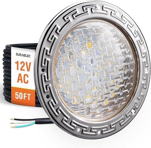 SURAIELEC 12V AC Pool Lights for Inground Pool, 10 Inch, 35W LED, 3000 LM | 6000K Cool White, Swimming Pool Light for Pentair Wet Niches, Underwater Pool Light Replacement, IP68 Waterproof, 50FT Cord