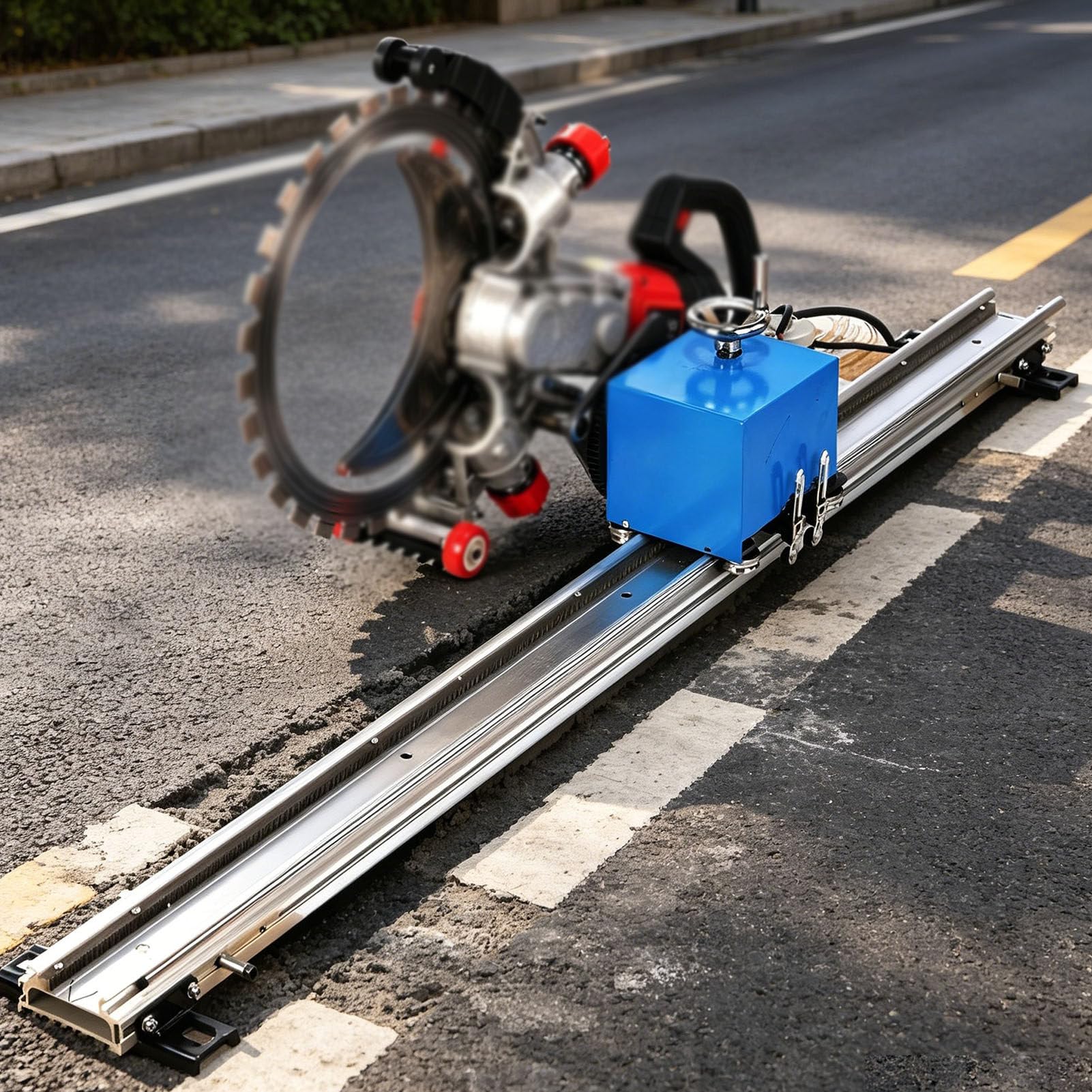 ExoticaBlend Auto-Walking Guide Rail for Concrete Cutting Saw, Circular Saw Track for Ring & Plunge Saws with Remote Control, for Masonry & Tiles 2.5m