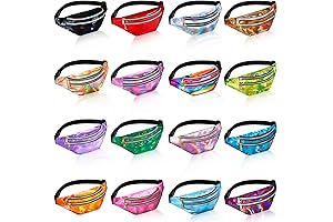 16 Pcs Fanny Packs for Women: 80's 90's Holographic Rave Fanny Packs Bulk
