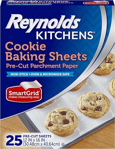Reynolds Kitchens hojas para hornear galletas papel vegetal precortado 25 hojas paquete de 4 100 hojas en total