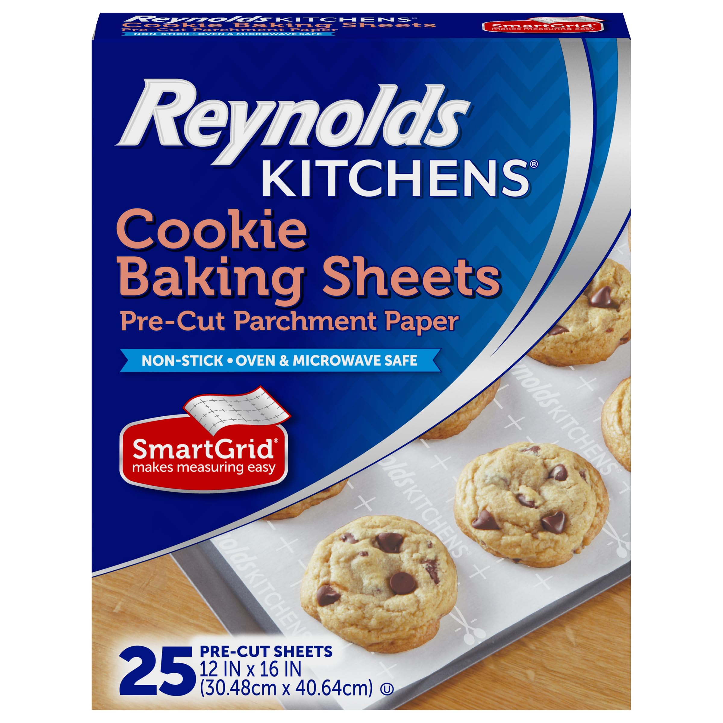 ReynoldsKitchens Cookie Baking Sheets, Pre-Cut Parchment Paper,25 Count (Pack of 4), 100 Total SheetsThe Forest Stewardship Council