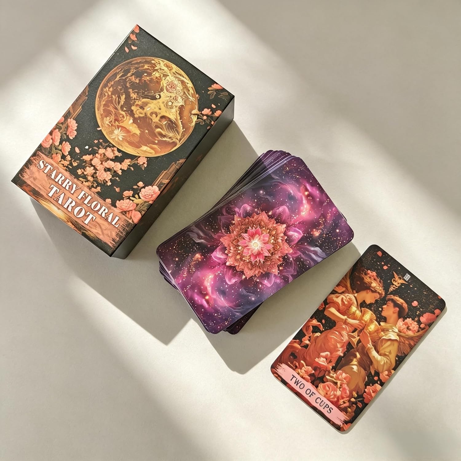 sishui Starry Floral Tarot Deck with Guidebook,78 Rider Waite Inspired Tarot Cards for Beginners, Celestial Flower Artwork for Intuitive Readings, Self Reflection, Journaling & Spiritual Guidance