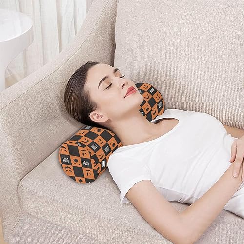 Miniatura 5 de Smiling Faces Halloween Check Bolster Pillow Long Cervical Neck Roll Pillow Cover 17 Inch Round Pillow Insert Soft Foam Cylinder Cervical