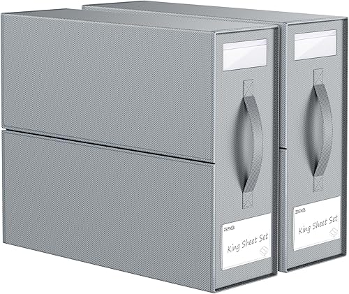 Organizador de sábanas, 2 unidades, organizadores de armario de lino y almacenamiento para sábanas planas (Queen o King), caja de almacenamiento