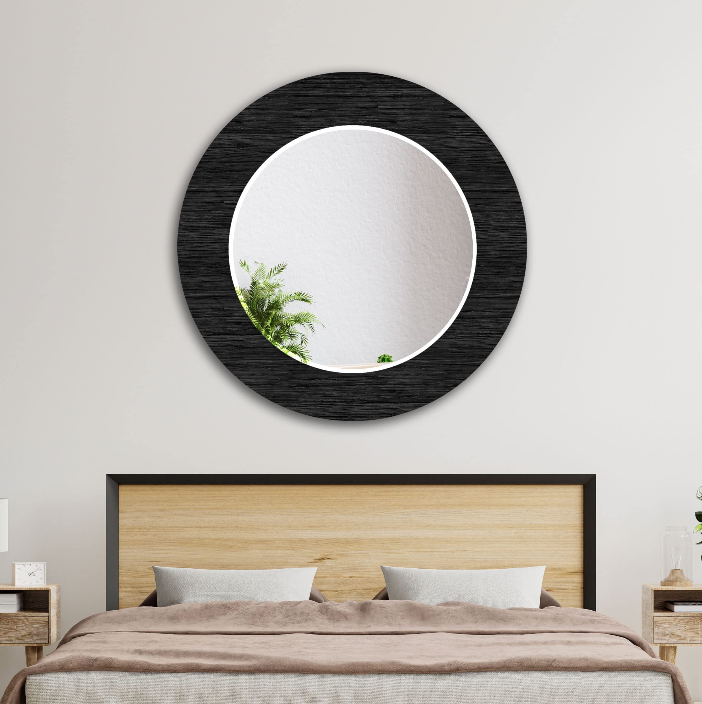 Okrągłe lustro na ścianę, 60 cm, lustro łazienkowe, duże okrągłe lustro, dekoracja ścienna, lustro ze szkła hartowanego, lustro wiszące na ścianie, lustro toaletowe, 135 RM