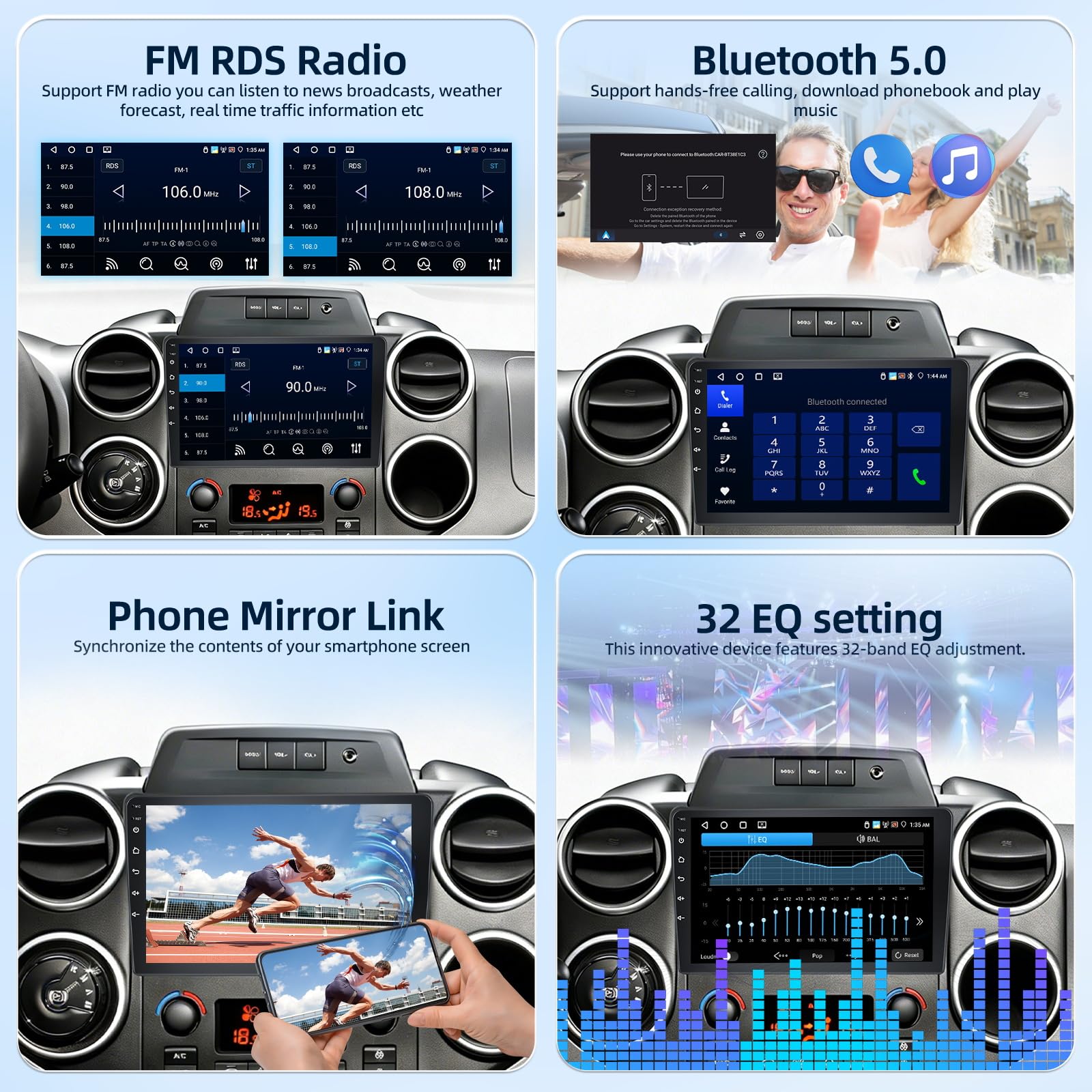 4G+64G Android Autoradio pour Citroen Berlingo 2015-2018/Peugeot Partner 2008-2019 avec Carplay & Android Auto sans Fil, Écran Tactile IPS 9 Pouces avec GPS, WiFi, 32EQ, Bluetooth 5.0, Radio FM/RDS