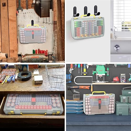 Miniatura 7 de Estuche organizador de baterías de doble cara con probador, más de 269 ranuras para pilas AA AAA C D 9V 18650 CR123, tapa transparente, contenedor