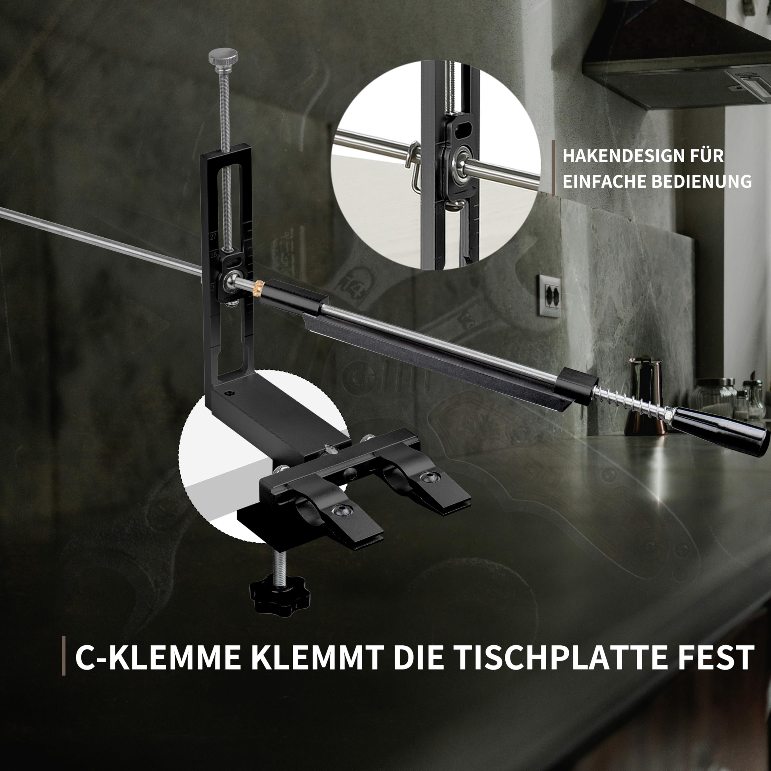 CWOVRS Messerschärfsystem, 360° Dual Klemmensystem Schnellspann-C-Klemme | Messerschärfer mit 2-Fach Winkelverstellung (15°-27°), verstellbarer Messerhalter, Küchen Messerschleifer, 9 Schleifsteinen