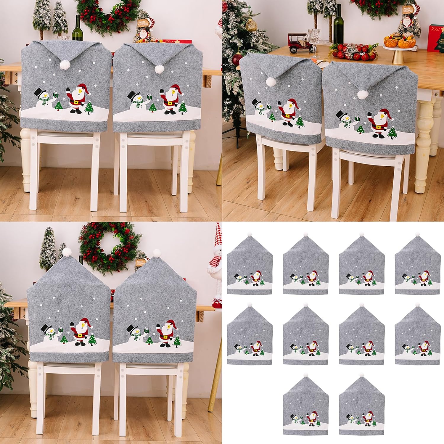 10pcs Santa Hat Chair for Christmas Decoration Soft NonWoven Fabric for Most Chairs Chair Slipcovers