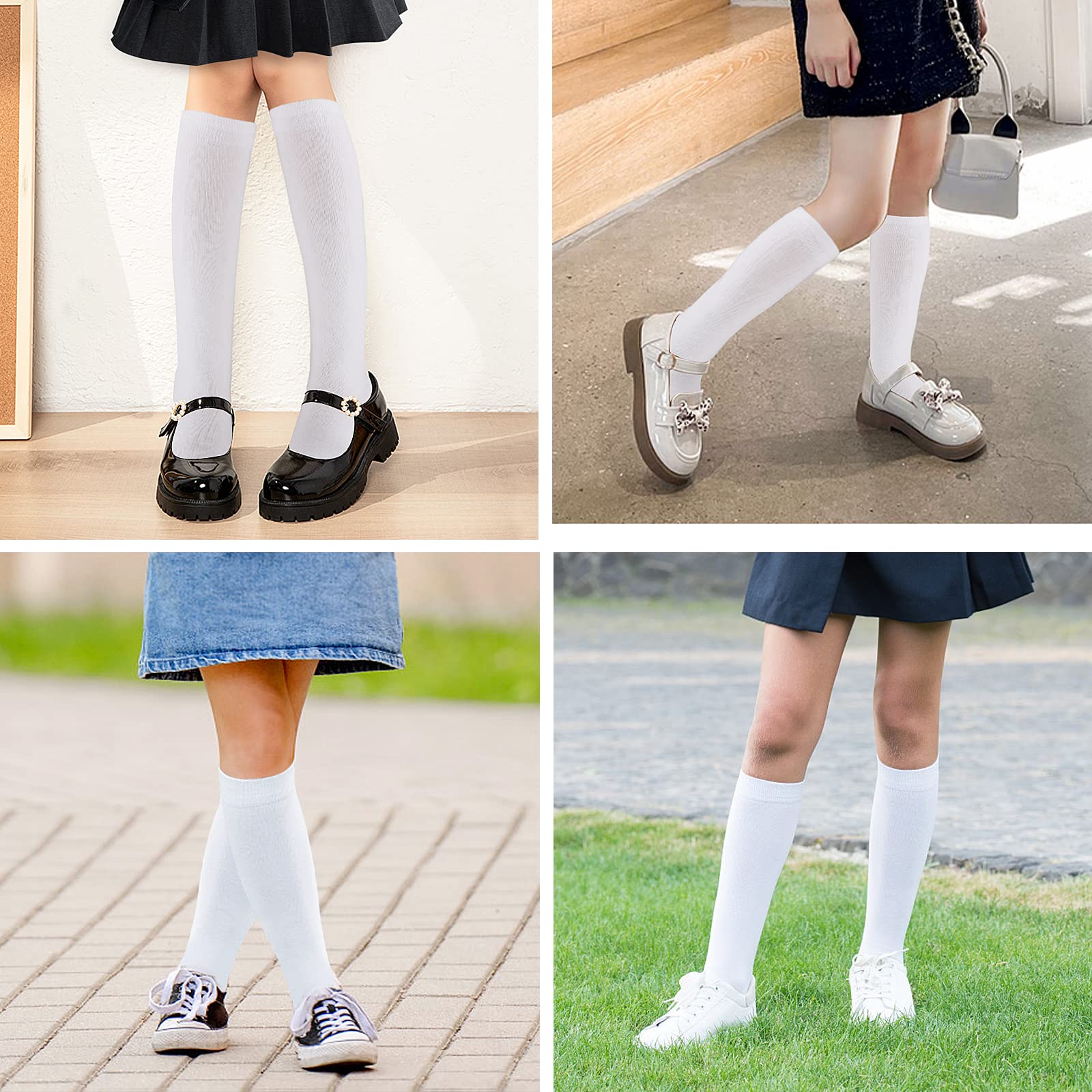 Yolev 3 Paar Kniestrümpfe Kinder Weiß Baumwolle Sport Lange Sockens Schuluniform Socken Für Mädchen Jungen Overknee Socken