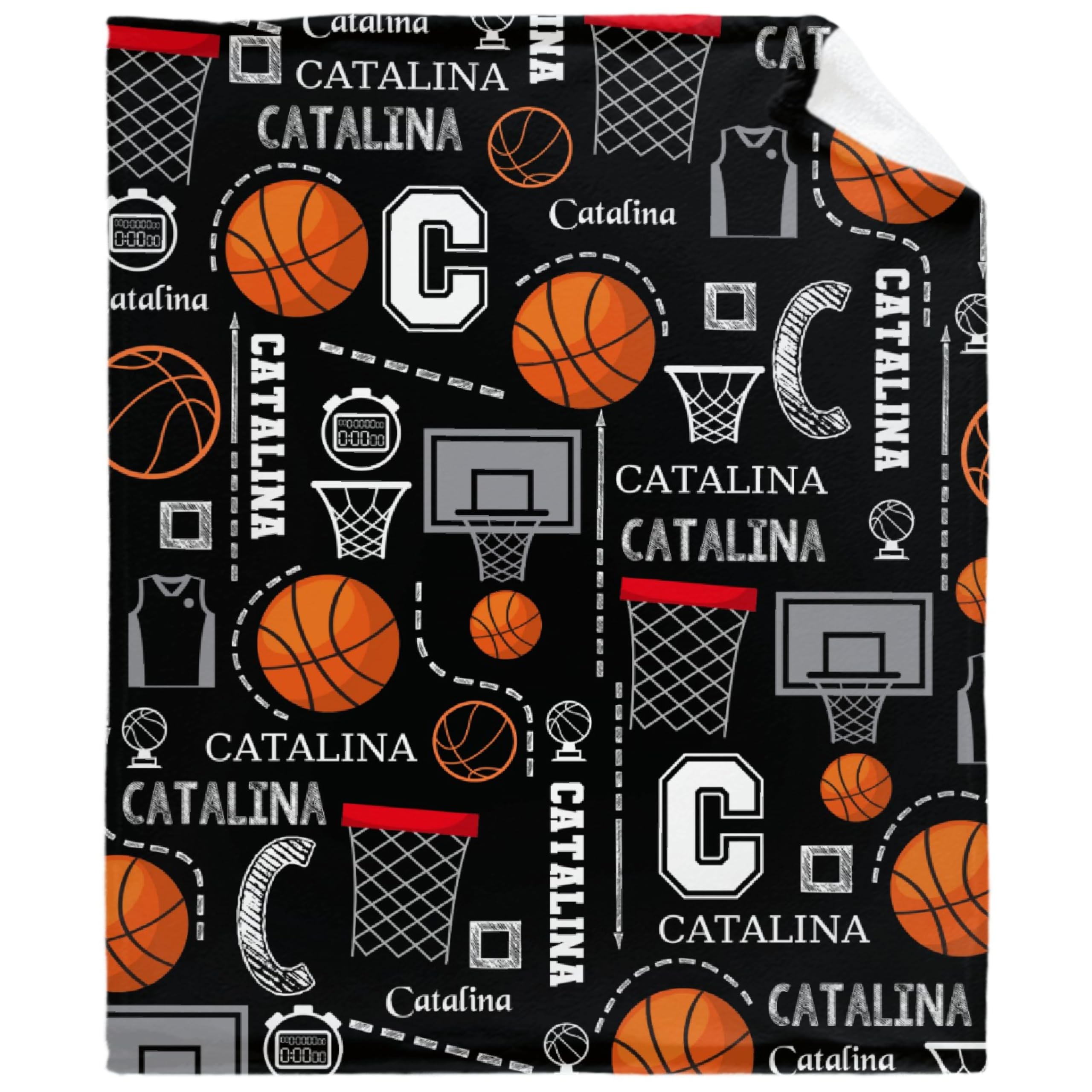 Manta personalizada de baloncesto con nombre, regalo de texto personalizado, suave, mullida, ligera, manta de franela personalizada de 30 x 40 pulgadas para bebés/mascotas, cumpleaños, hogar, sofá,