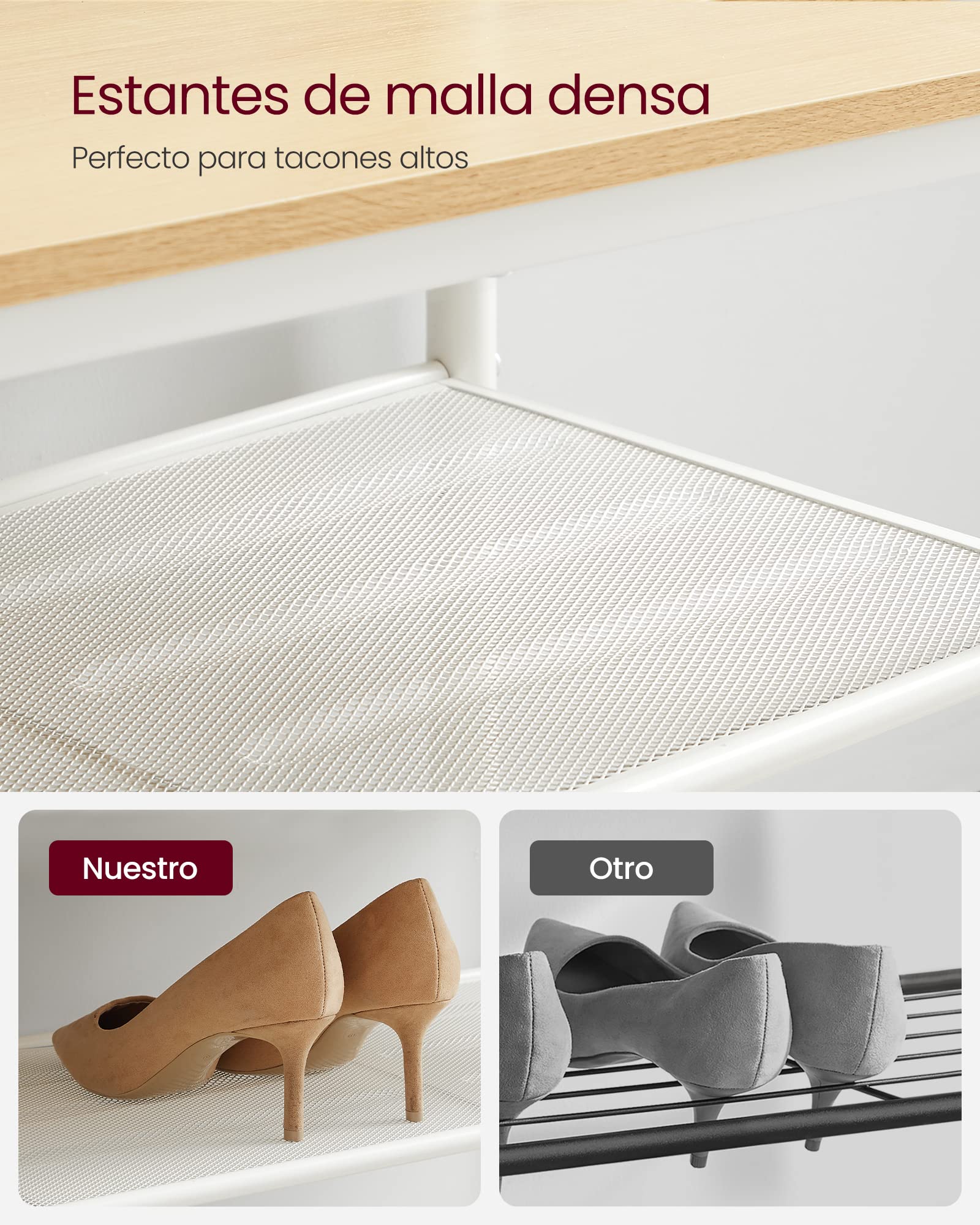 VASAGLE Perchero Zapatero, Perchero Recibidor con Ganchos, Espejo, Banco Zapatero y Estantes, 35 x 98 x 180 cm, Pasillo Dormitorio Salón, Moderno, Roble y Blanco Nube HSR415W09