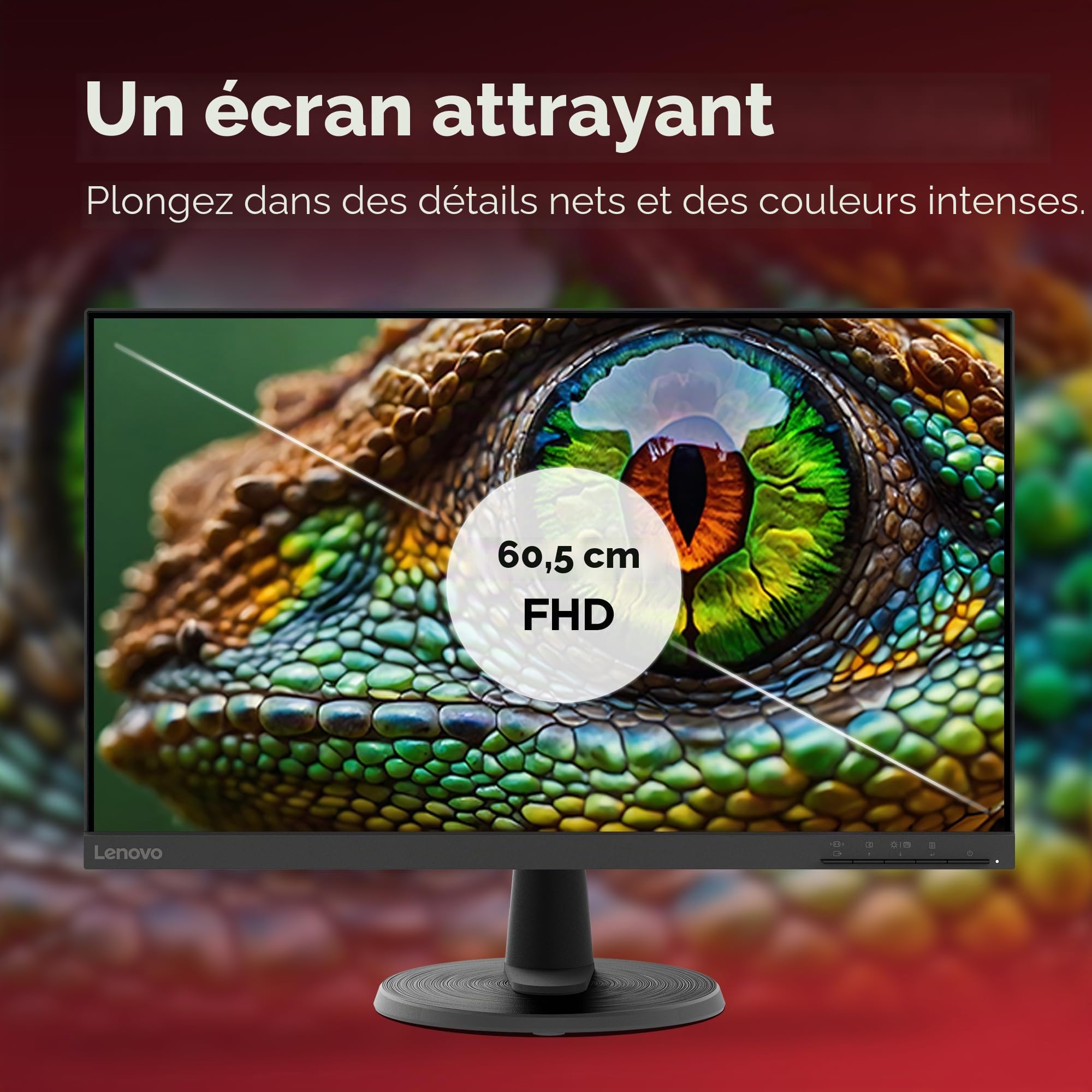 Lenovo D24-45 Moniteur - Écran FullHD 24 Pouces (1920 x 1080, VA, Bords Ultra-Fins, AMD FreeSync, 4ms, 75Hz, câble HDMI, entrée HDMI + VGA) - Raven Black - Exclusive Amazon, 2022