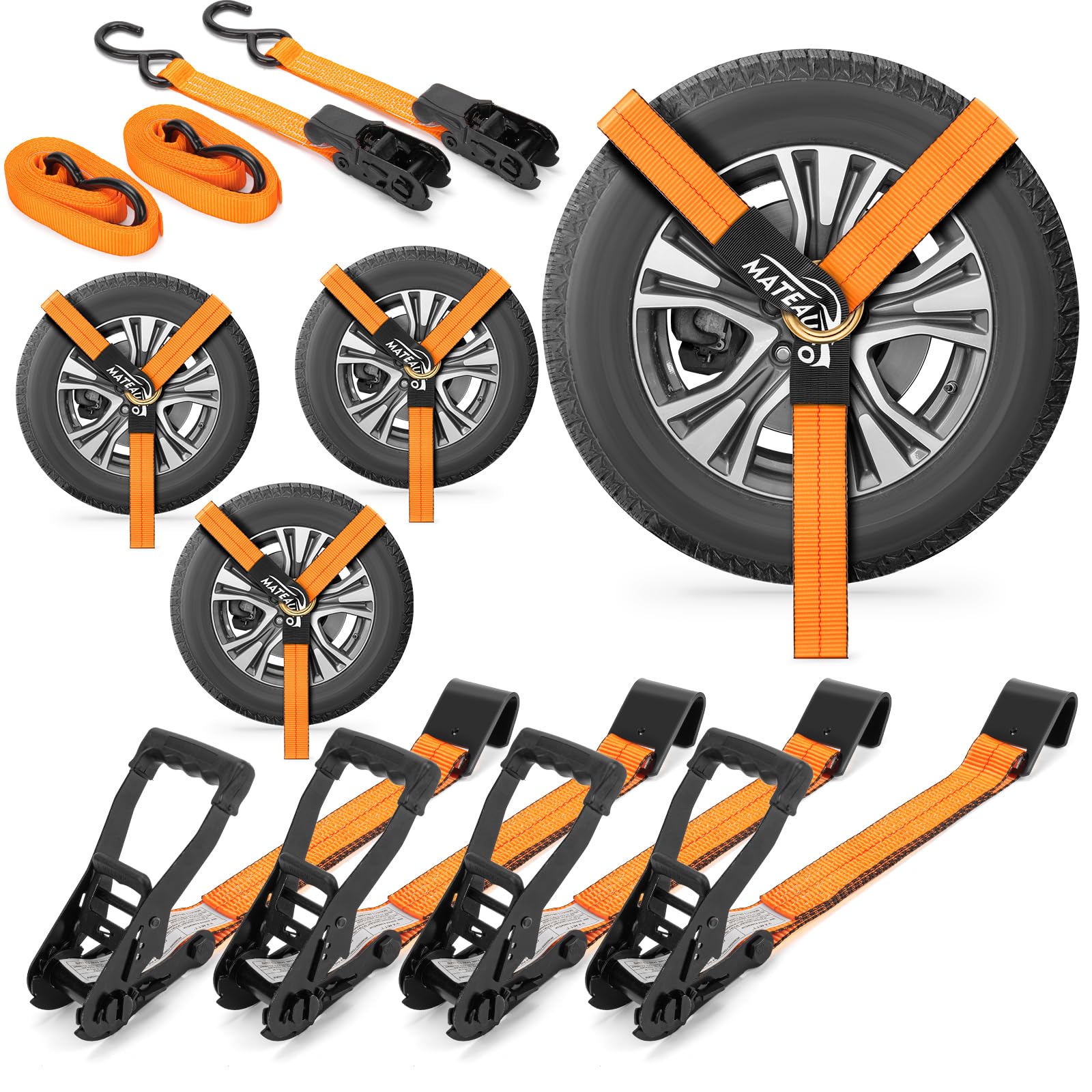 TREKASSY 4 Pack Car Tie Down Straps – 2" X 12', 10,000lbs, Heavy Duty Ratchet Straps With Flat Hooks, For Trailers & Trucks