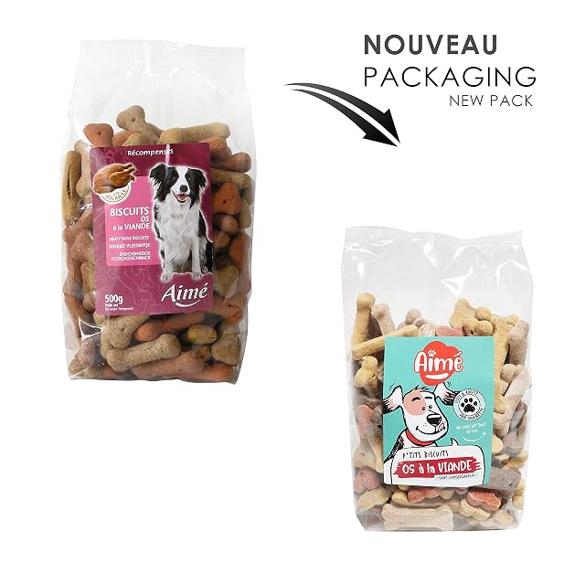 Foto 4 de 6 de Aimé - Hueso para Masticar para Perro Sabor Pollo - Dulce en Forma de Hueso - Comida Sabrosa y Gourmet - 500 G