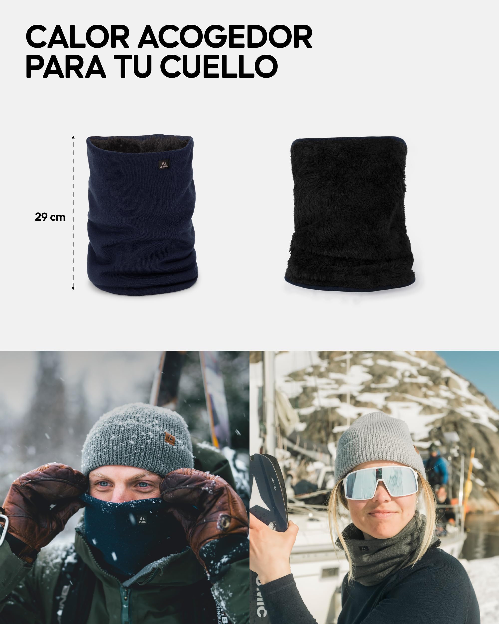 DANISH ENDURANCE Braga de Cuello Térmica de Merino con Forro Polar, Polaina, Balaclava, Calentador de Cuello para Invierno, para Hombres y Mujeres