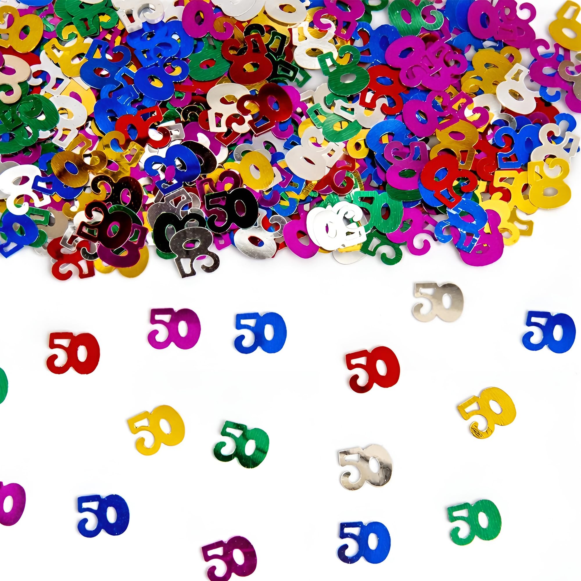 14g Multicolour 50th Birthday Confetti Foil Metallic Glitz Table Scatter Sprinkles Age Bday Party Decorations