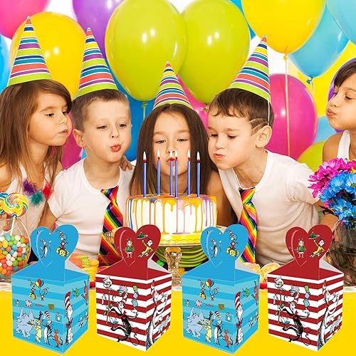 Miniatura 6 de TEZZEO 12 cajas de regalo de fiesta de Dr. Seuss para regalos de temática de dibujos animados Dr. Seuss, suministros de fiesta de cumpleaños, cajas