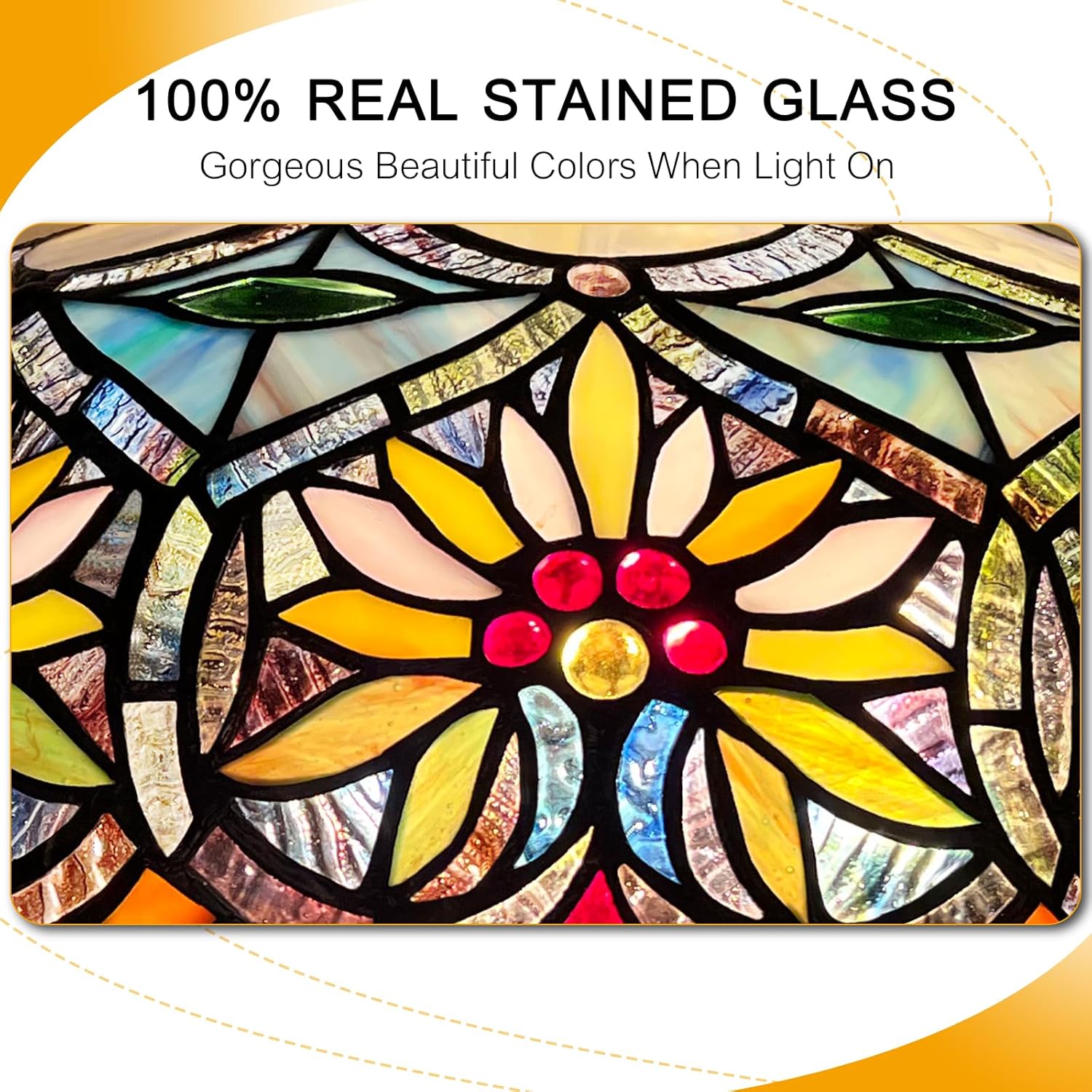 Capulina Tiffany Lamp Stained Glass Table Lamp 2-Light 16X16X24 Inches Gorgeous Grape Sunflower Tiffany Style Desk Lamp for Bedrooms Living Room Study Home Office