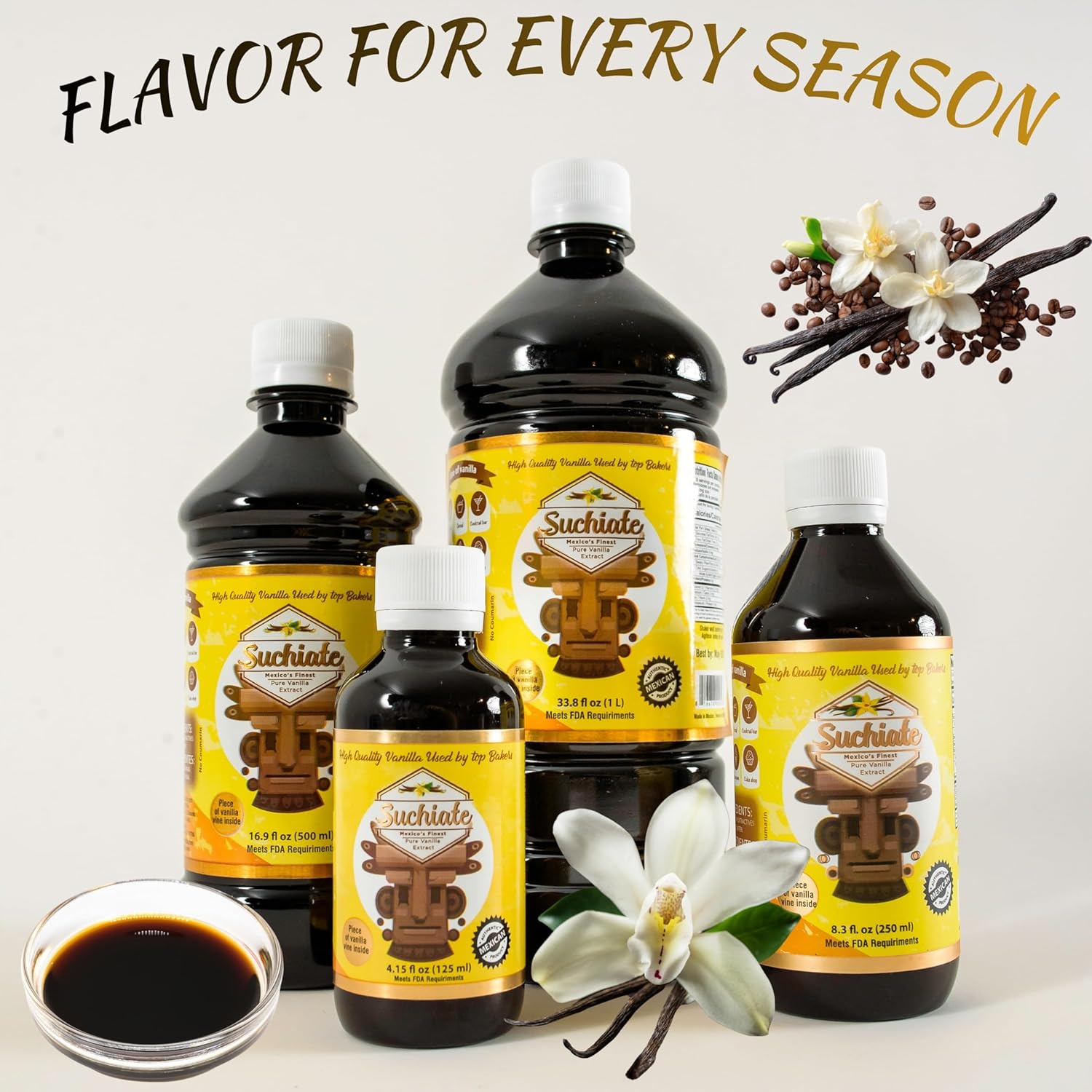 Suchiate Pure Vanilla | Mexican Vanilla for Baking and Desserts | Made with Real Vanilla Bean | Vainilla Mexicana Buena 1 Gallon (4.54 Liters)