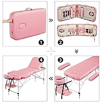 Vista 21 de Yaheetech Mesas de masaje portátil para tatuaje, cama ajustable de aluminio, 3 camas plegables de spa con bolsa no tejida de 24 pulgadas de ancho