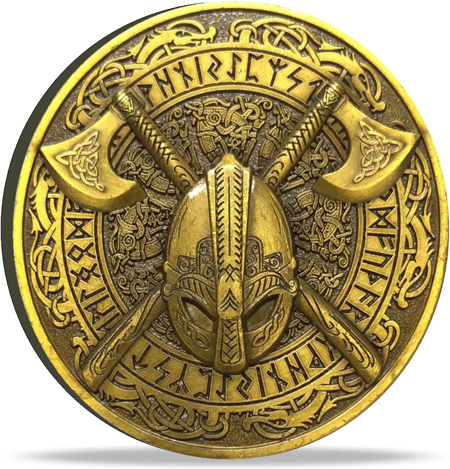 Vikings Battle-Axe Helmet Norse Compass Coin